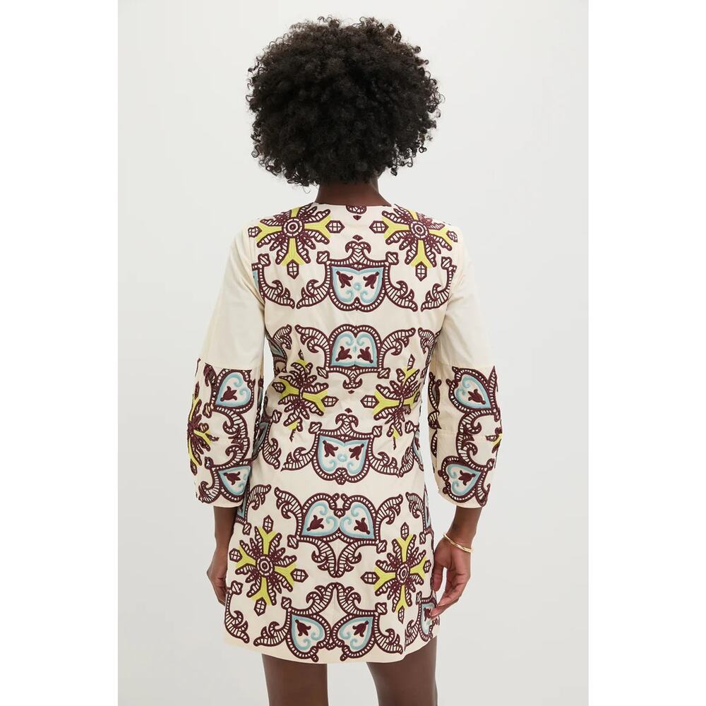 TUCKERNUCK Citron and Slate Blue Embroidered Long Sleeve Rhoda Tunic Dress 14NWT - Picture 2 of 6